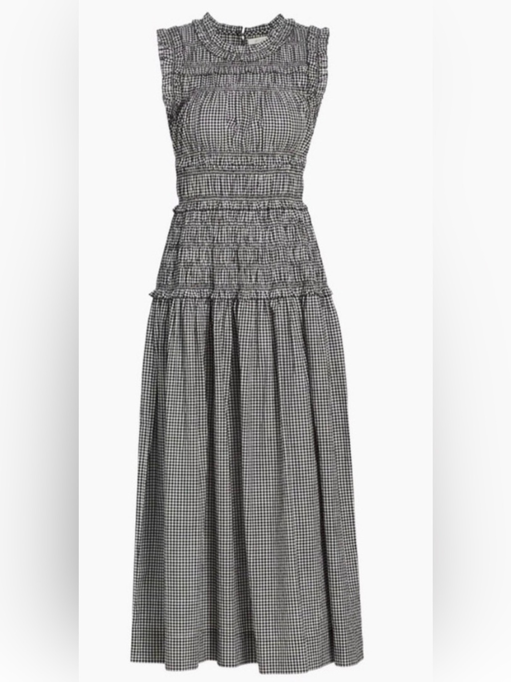Doen Mallory Black and White Gingham Smocked Maxi Dress